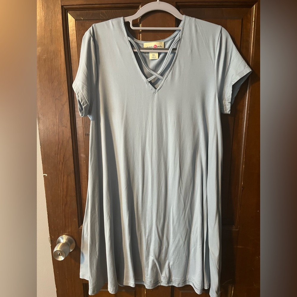 Wishful Park Sky Blue V-Neck tshirt dress